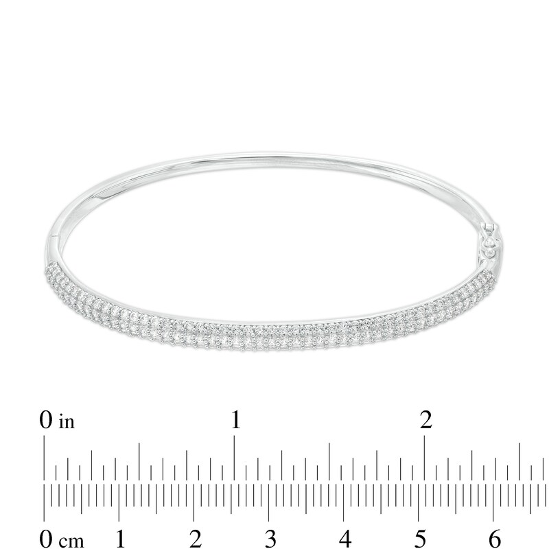 2.50 CT. T.W. Diamond Triple Row Bangle in 10K White Gold - 7.25"