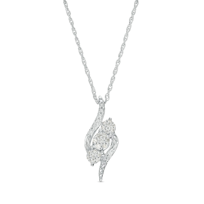 0.10 CT. T.W. Multi-Diamond Trio Bypass Flame Pendant in 10K White Gold|Peoples Jewellers