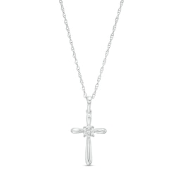 0.04 CT. T.W. Multi-Diamond Cross Pendant in Sterling Silver