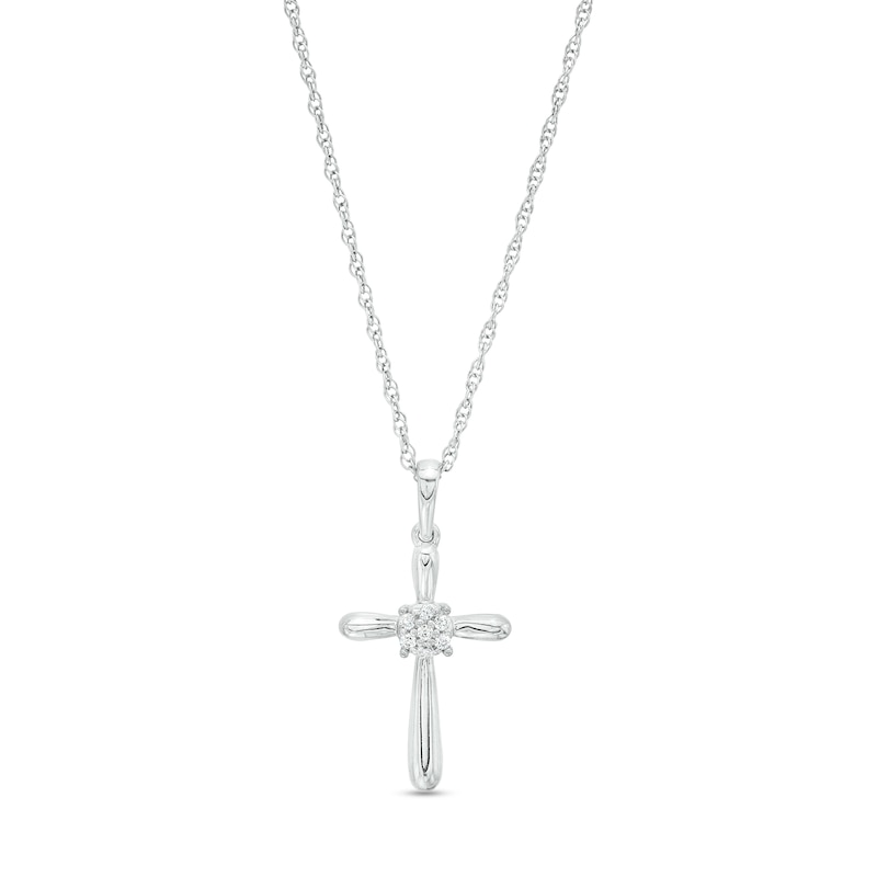 0.04 CT. T.W. Multi-Diamond Cross Pendant in Sterling Silver