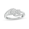 Thumbnail Image 0 of 0.25 CT. T.W. Oval-Shaped Multi-Diamond Frame Bypass Three Stone Ring in 10K White Gold