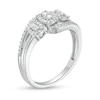 Thumbnail Image 2 of 0.25 CT. T.W. Oval-Shaped Multi-Diamond Frame Bypass Three Stone Ring in 10K White Gold