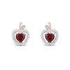 Thumbnail Image 2 of Enchanted Disney Snow White Garnet and 0.18 CT. T.W. Diamond Apple Stud Earrings in Sterling Silver and 10K Rose Gold
