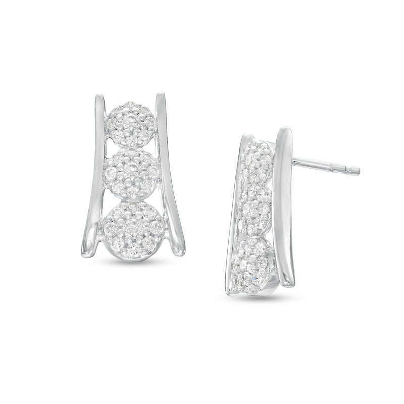 0.32 CT. T.W. Multi-Diamond Graduated Trio Stud Earrings in 10K White Gold|Peoples Jewellers