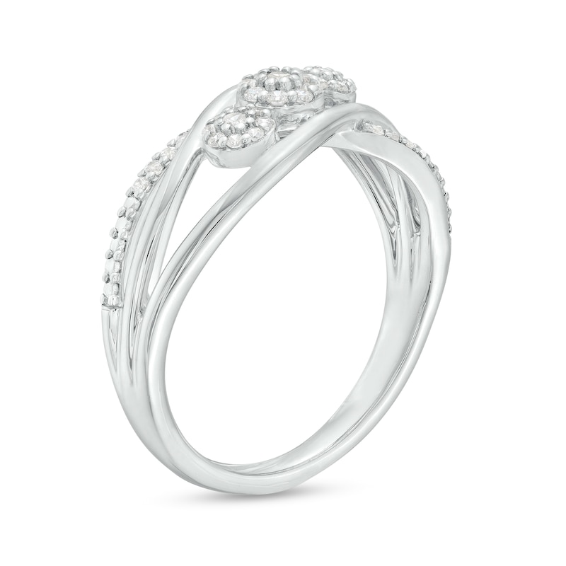 Main Image 3 of 0.20 CT. T.W. Multi-Diamond Trio Orbit Ring in Sterling Silver