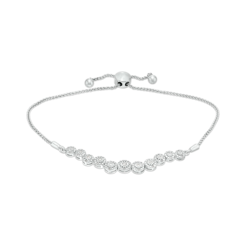 0.20 CT. T.W. Multi-Diamond Graduated Curve Bolo Bracelet in Sterling Silver – 9.5"|Peoples Jewellers