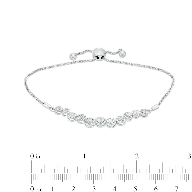 Main Image 3 of 0.20 CT. T.W. Multi-Diamond Graduated Curve Bolo Bracelet in Sterling Silver – 9.5"