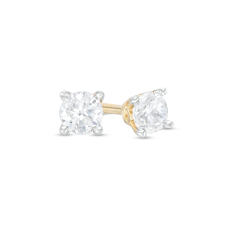 Main Image 1 of Trouvaille Collection 0.20 CT. T.W. DeBeers®-Graded Diamond Solitaire Stud Earrings in 14K Gold (F/I1)