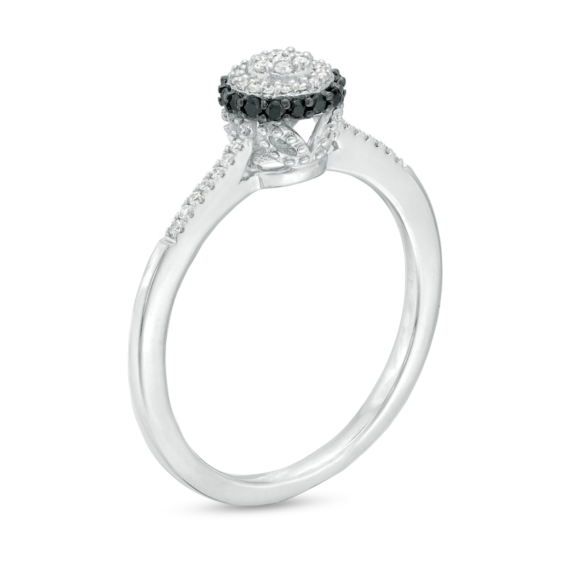 0.21 CT. T.W. Black and White Multi-Diamond Double Frame Promise Ring in Sterling Silver