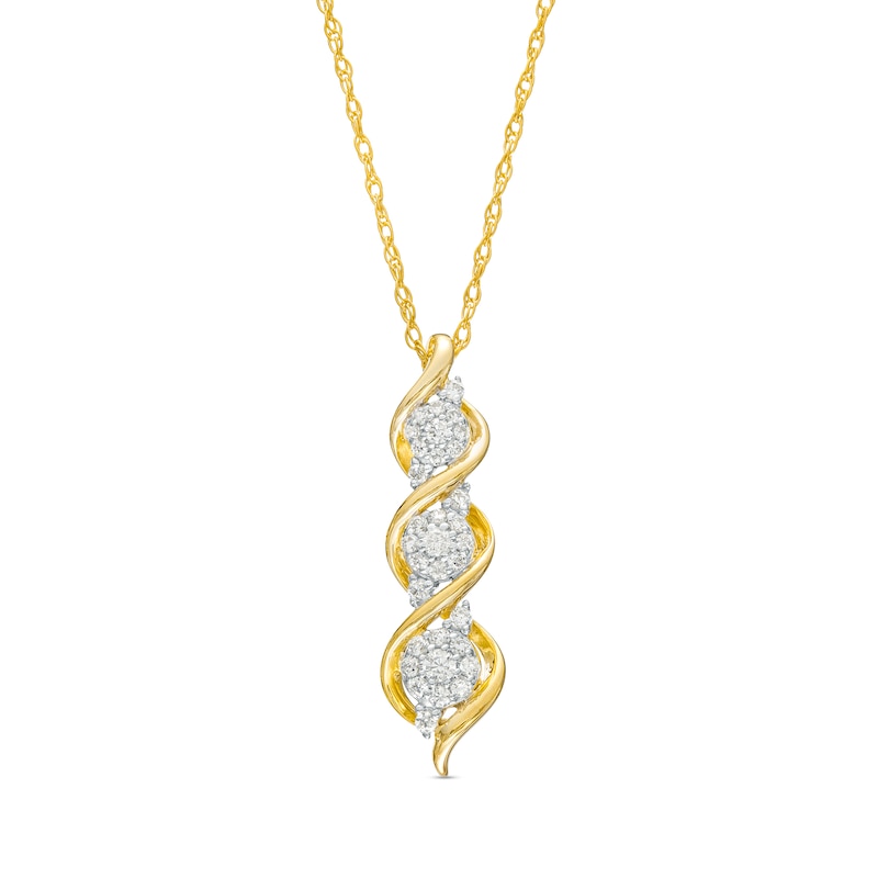 0.25 CT. T.W. Multi-Diamond Twist Pendant in 10K Gold|Peoples Jewellers