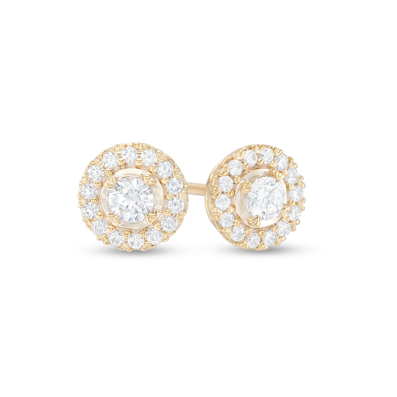 Main Image 1 of 0.25 CT. T.W. Diamond Frame Stud Earrings in 10K Gold