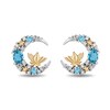 Thumbnail Image 1 of Enchanted Disney Jasmine Swiss Blue Topaz and 0.085 CT. T.W. Diamond Moon Stud Earrings in Sterling Silver and 10K Gold