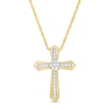 Thumbnail Image 1 of 0.10 CT. T.W. Multi-Diamond Cross Pendant in 10K Gold
