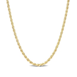 2.2mm Rope Chain Necklace in Sterling Silver with Yellow Rhodium