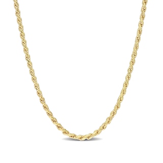 2.2mm Rope Chain Necklace in Sterling Silver with Yellow Rhodium