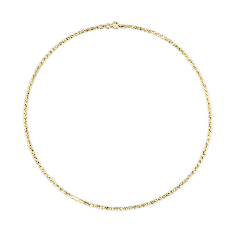 Main Image 3 of 2.2mm Rope Chain Necklace in Sterling Silver with Yellow Rhodium