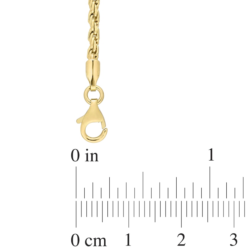 2.2mm Rope Chain Necklace in Sterling Silver with Yellow Rhodium