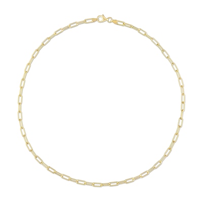 3.5mm Paper Clip Chain Necklace in Sterling Silver with Yellow Rhodium