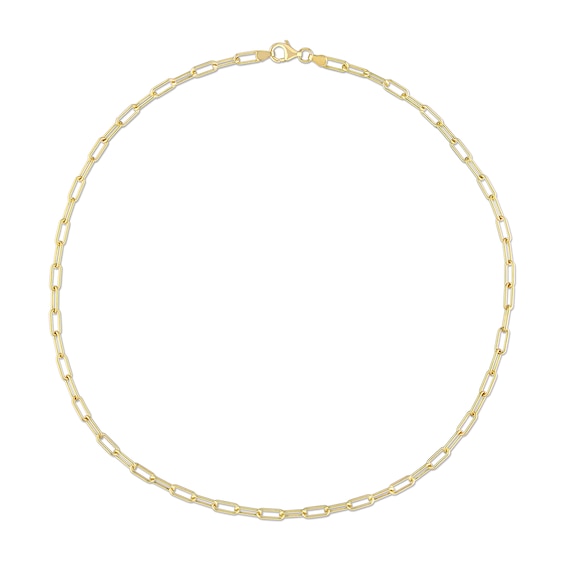 3.5mm Paper Clip Chain Necklace in Sterling Silver with Yellow Rhodium
