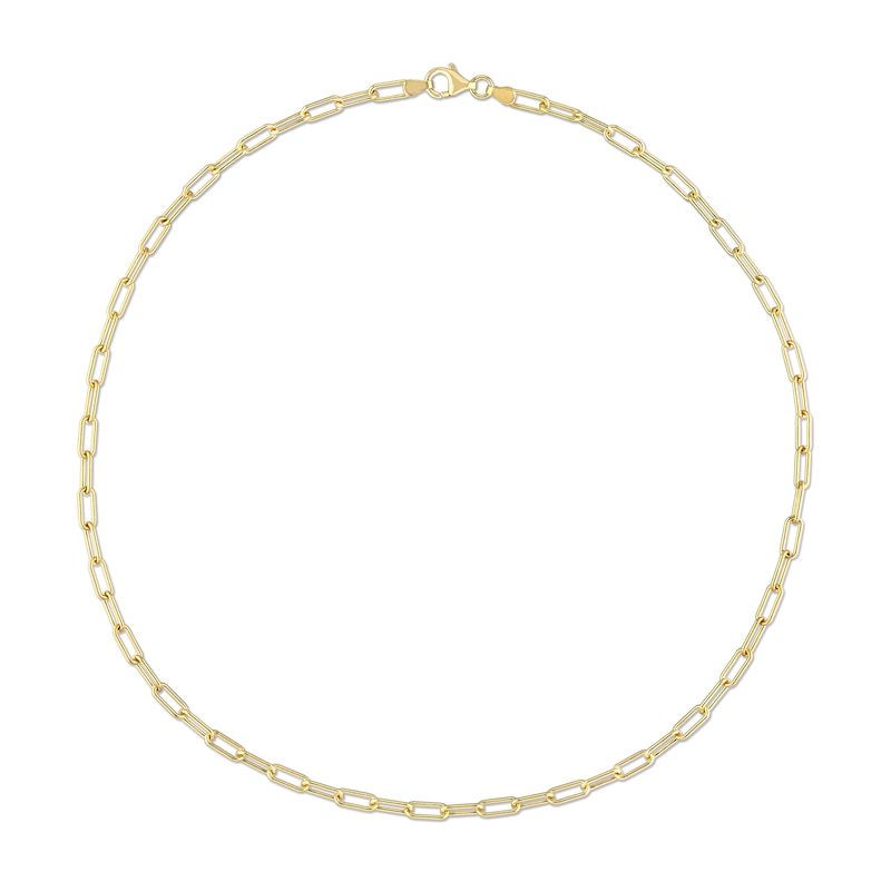 3.5mm Paper Clip Chain Necklace in Sterling Silver with Yellow Rhodium