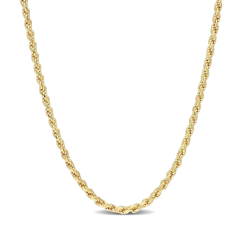 Main Image 1 of 2.2mm Rope Chain Necklace in Sterling Silver with Yellow Rhodium - 16"