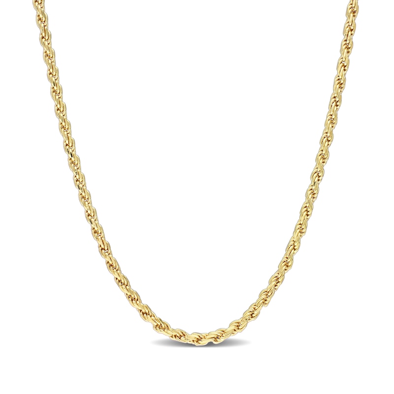 2.2mm Rope Chain Necklace in Sterling Silver with Yellow Rhodium - 16"|Peoples Jewellers