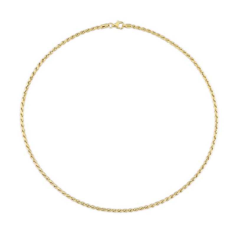 Main Image 3 of 2.2mm Rope Chain Necklace in Sterling Silver with Yellow Rhodium - 16"