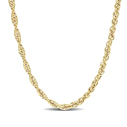 3.7mm Singapore Chain Necklace in Sterling Silver with Yellow Rhodium - 24&quot;
