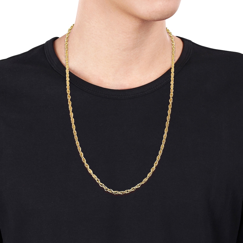 Main Image 2 of 3.7mm Singapore Chain Necklace in Sterling Silver with Yellow Rhodium - 24"