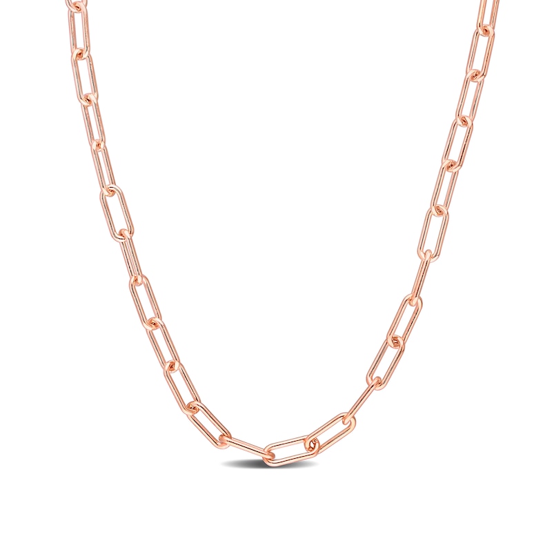 3.5mm Paper Clip Chain Necklace in Sterling Silver with Rose Rhodium|Peoples Jewellers