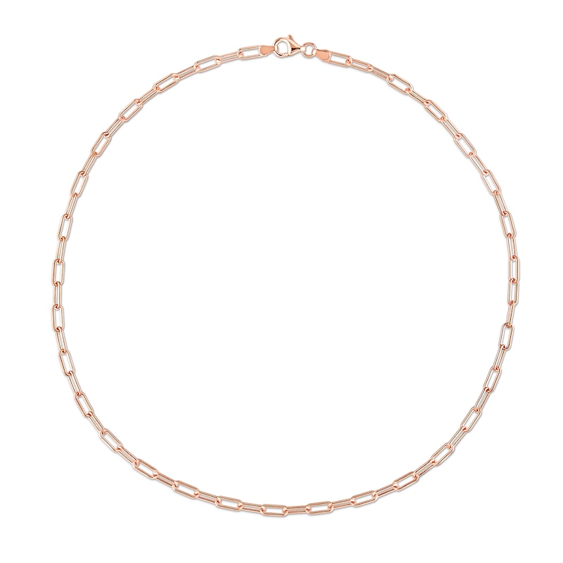 3.5mm Paper Clip Chain Necklace in Sterling Silver with Rose Rhodium