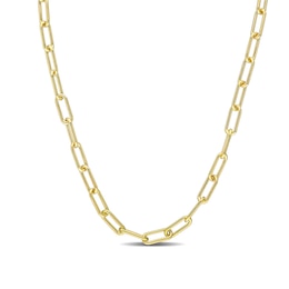3.5mm Paper Clip Chain Necklace in Sterling Silver with Yellow Rhodium - 16&quot;