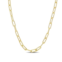3.5mm Paper Clip Chain Necklace in Sterling Silver with Yellow Rhodium - 16"