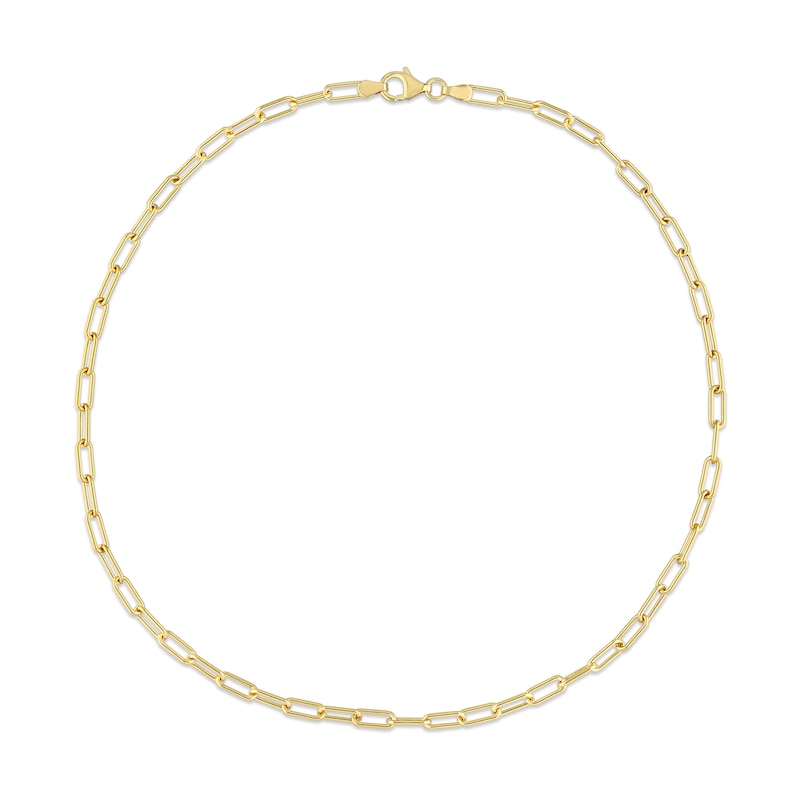 3.5mm Paperclip Chain Necklace in Sterling Silver with Yellow Rhodium - 16"