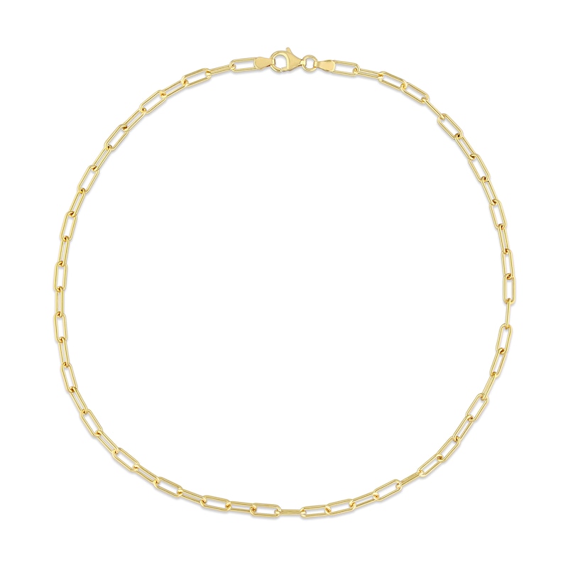 3.5mm Paper Clip Chain Necklace in Sterling Silver with Yellow Rhodium - 16"