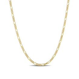 2.2mm Figaro Chain Necklace in Sterling Silver with Yellow Rhodium - 24"