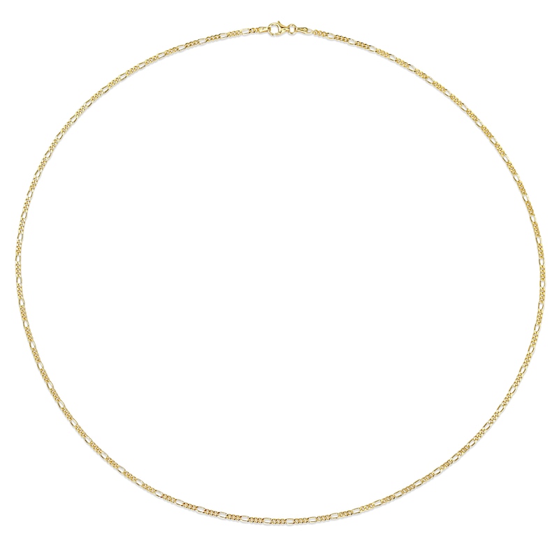 2.2mm Figaro Chain Necklace in Sterling Silver with Yellow Rhodium - 24"