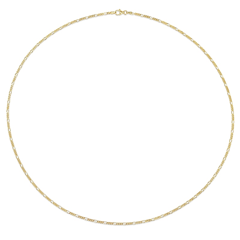 2.2mm Figaro Chain Necklace in Sterling Silver with Yellow Rhodium