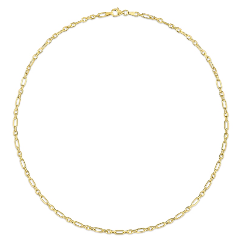 Main Image 3 of 3.0mm Figaro Chain Necklace in Sterling Silver with Yellow Rhodium