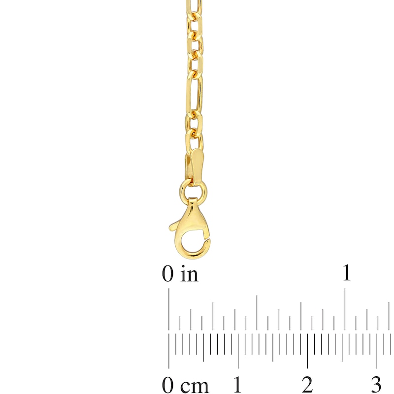 Main Image 4 of 3.0mm Figaro Chain Necklace in Sterling Silver with Yellow Rhodium