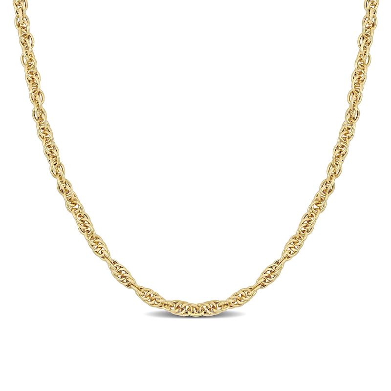 Main Image 1 of 3.7mm Singapore Chain Necklace in Sterling Silver with Yellow Rhodium