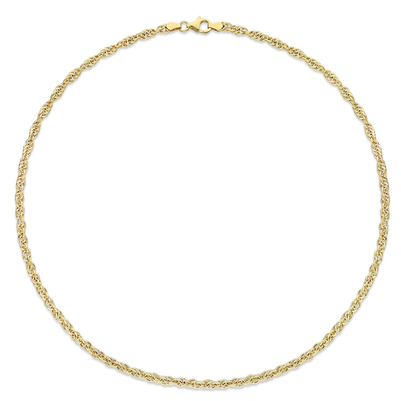 3.7mm Singapore Chain Necklace in Sterling Silver with Yellow Rhodium