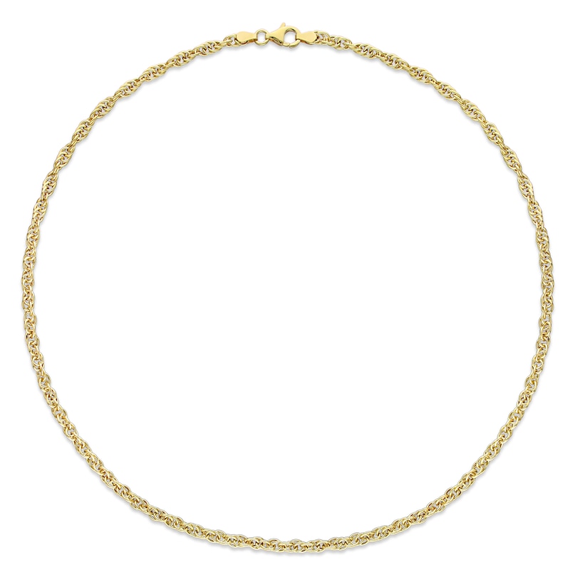 Main Image 3 of 3.7mm Singapore Chain Necklace in Sterling Silver with Yellow Rhodium