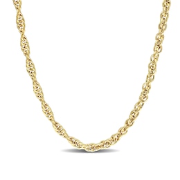3.7mm Singapore Chain Necklace in Sterling Silver with Yellow Rhodium - 20"