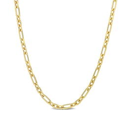 3.0mm Figaro Chain Necklace in Sterling Silver with Yellow Rhodium - 16"