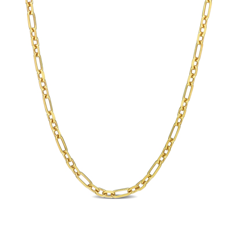 Main Image 1 of 3.0mm Figaro Chain Necklace in Sterling Silver with Yellow Rhodium - 16"