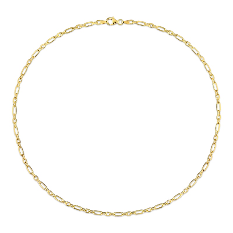 Main Image 3 of 3.0mm Figaro Chain Necklace in Sterling Silver with Yellow Rhodium - 16"