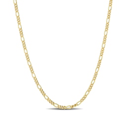 2.2mm Figaro Chain Necklace in Sterling Silver with Yellow Rhodium - 20&quot;