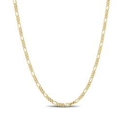2.2mm Figaro Chain Necklace in Sterling Silver with Yellow Rhodium - 20"