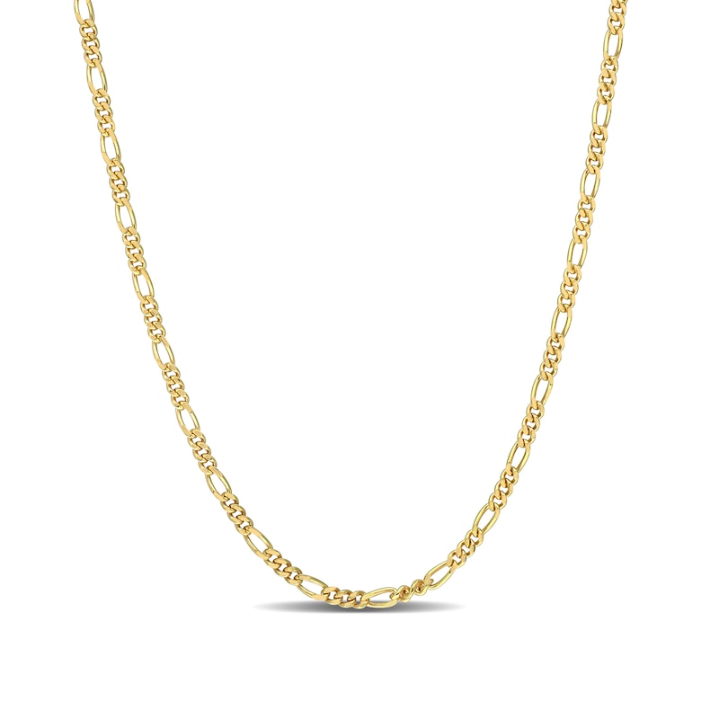 Main Image 1 of 2.2mm Figaro Chain Necklace in Sterling Silver with Yellow Rhodium - 20"